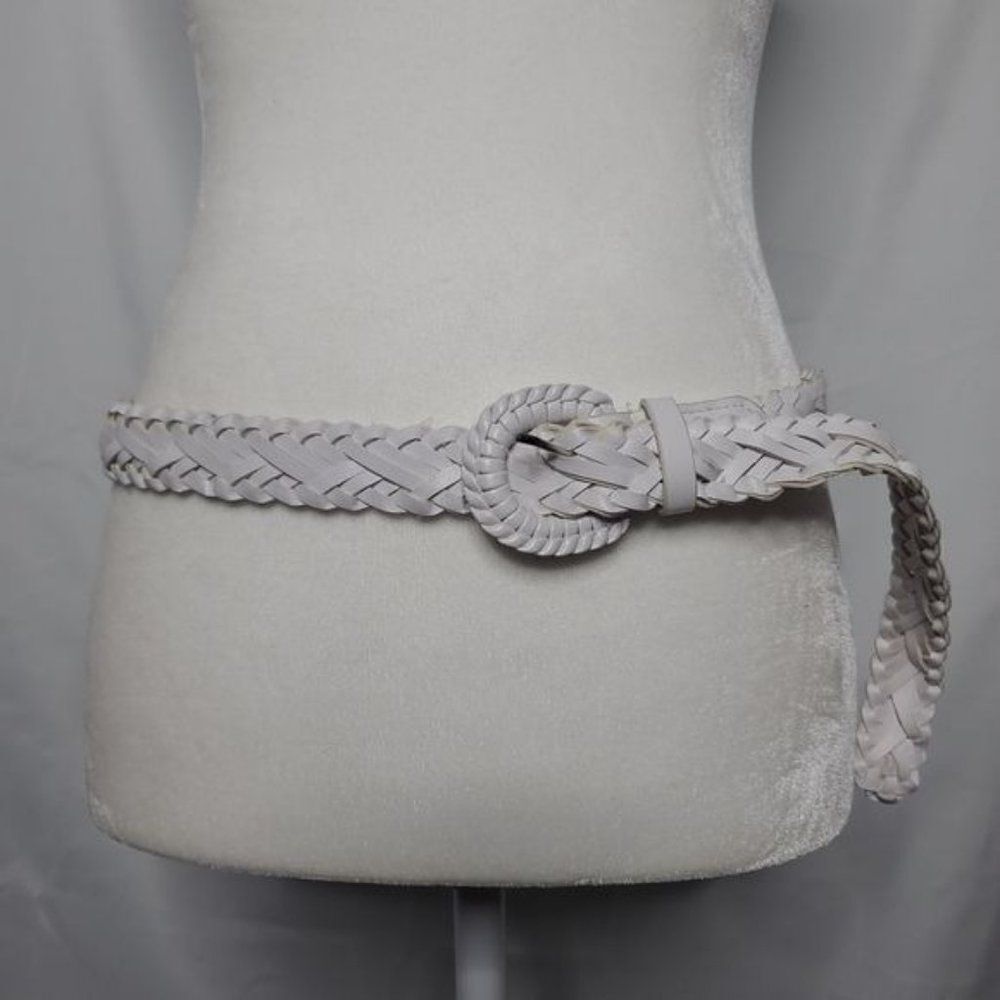 White Braided Vegan Leather Boho Style Belt Rou21